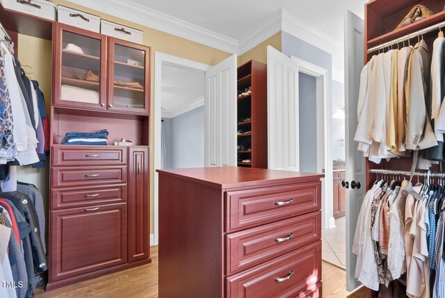 spacious closet with light wood-style floors