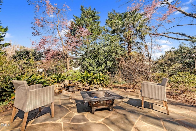 view of patio featuring an outdoor fire pit