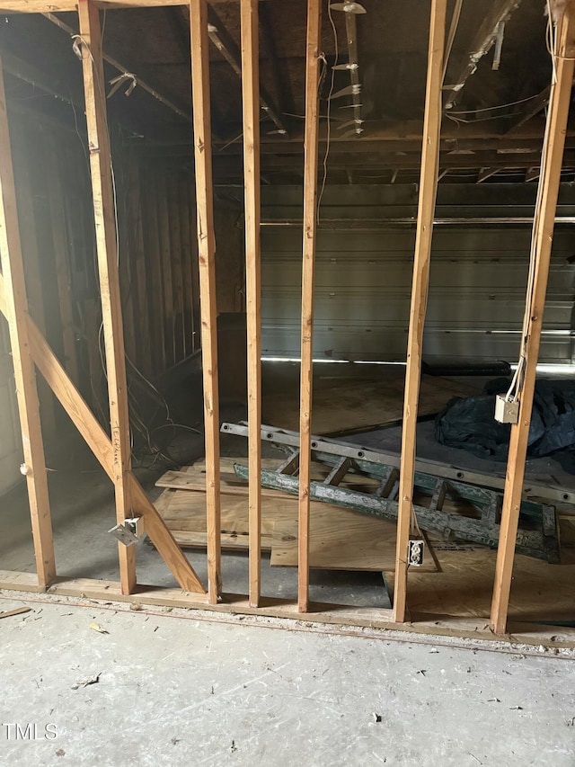 view of unfinished attic