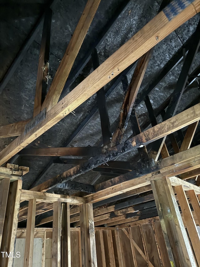 view of unfinished attic