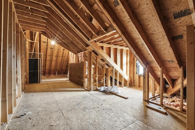 view of unfinished attic