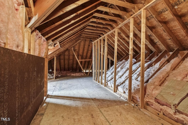 view of unfinished attic