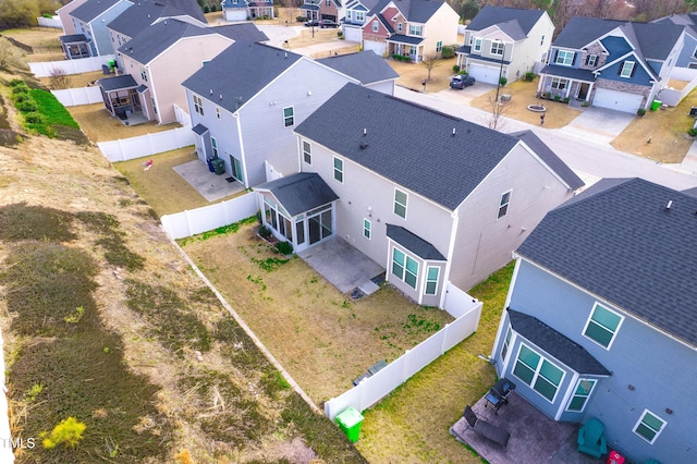 drone / aerial view with a residential view