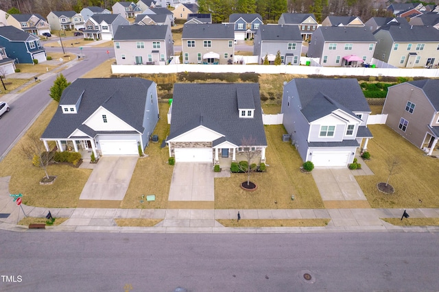 bird's eye view with a residential view