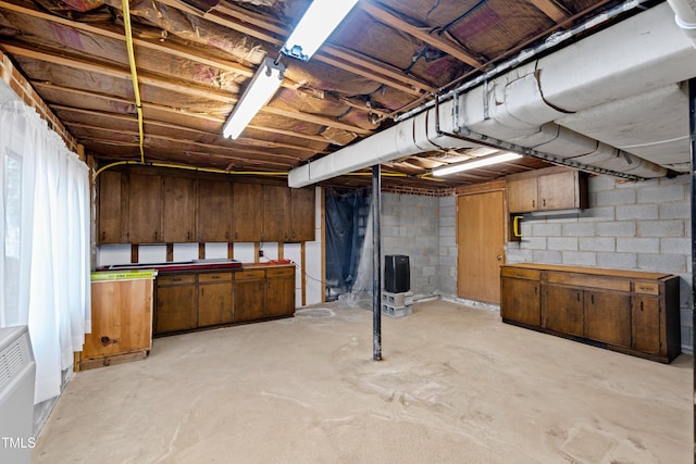 view of unfinished basement