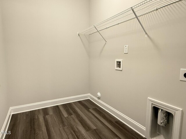 1794 Parham Dr, Graham, NC 27253 - clothes washing area with hookup for a washing machine, baseboards, dark wood-type flooring, and hookup for an electric dryer