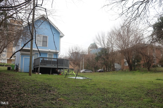 view of yard featuring a deck