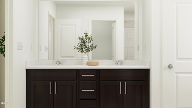 bathroom with a sink and double vanity