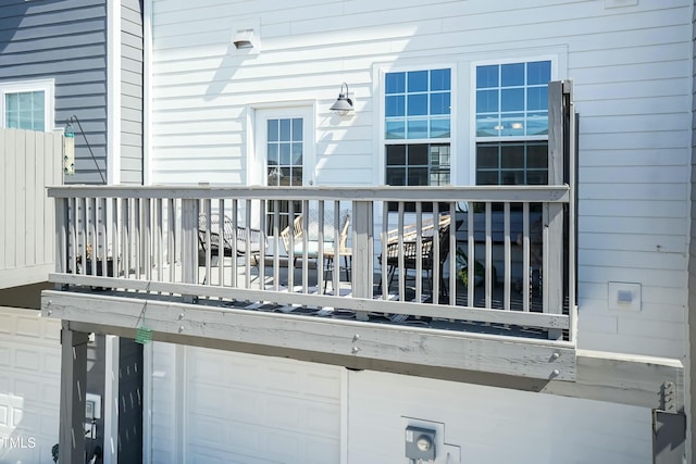 deck featuring a garage