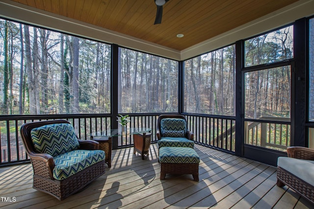 sunroom / solarium featuring wooden ceiling