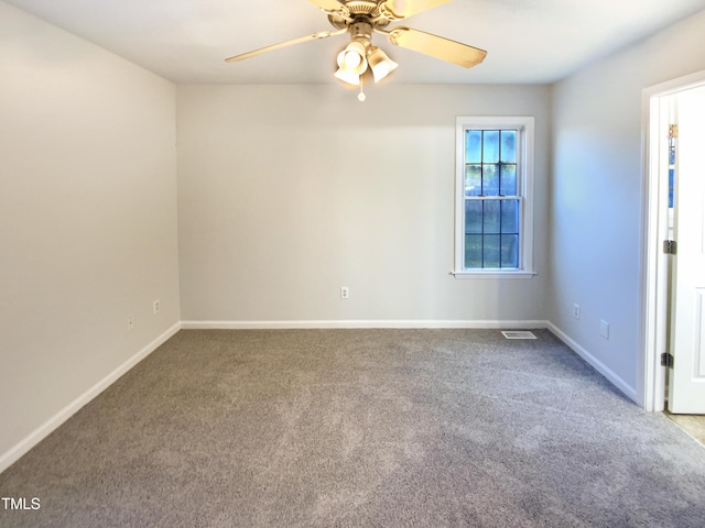 1125 Field Meadows Dr, Zebulon, NC 27597 - spare room with baseboards, carpet, and ceiling fan