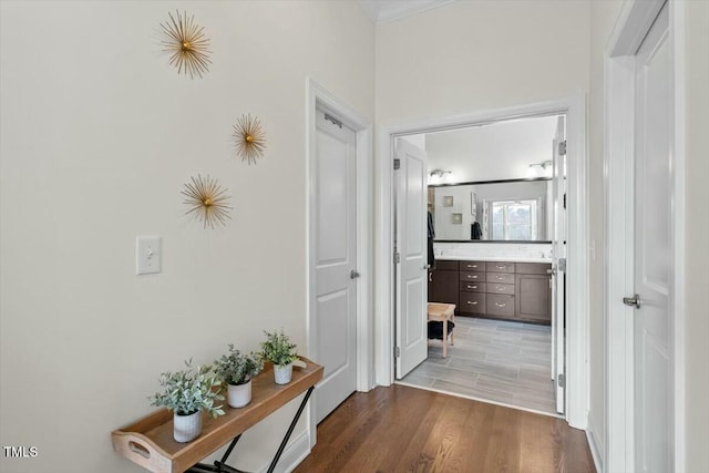 hall featuring wood finished floors