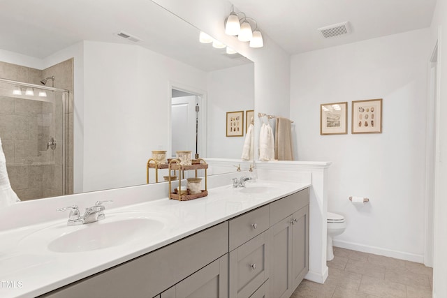 full bath featuring a stall shower, visible vents, and a sink