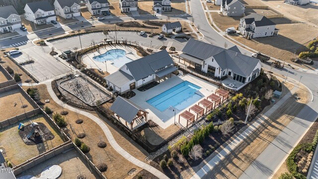 drone / aerial view with a residential view