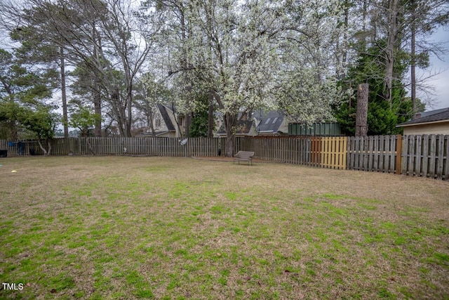 view of yard featuring a fenced backyard