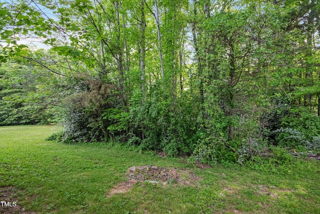 view of yard with a view of trees