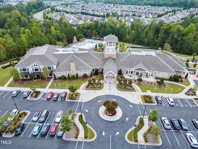 drone / aerial view with a residential view