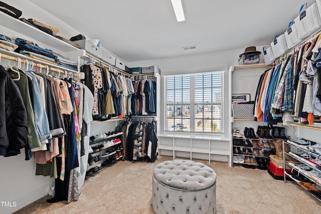 walk in closet with carpet and visible vents