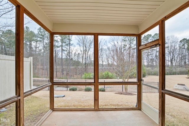 view of unfurnished sunroom