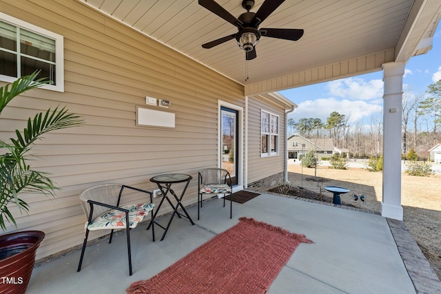 view of patio with a ceiling fan