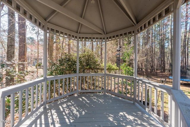 deck with a trampoline