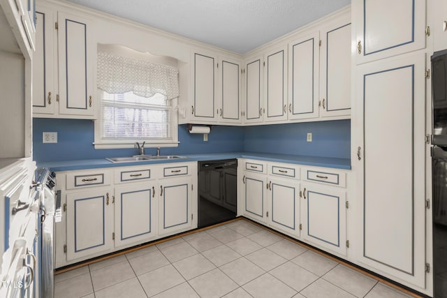 kitchen with dishwasher, light tile patterned floors, and a sink