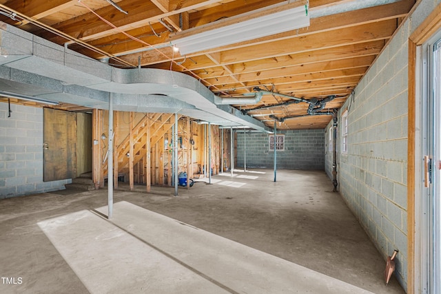 view of unfinished basement