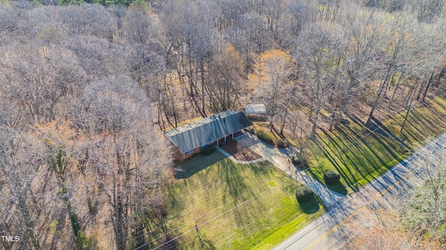 bird's eye view featuring a view of trees