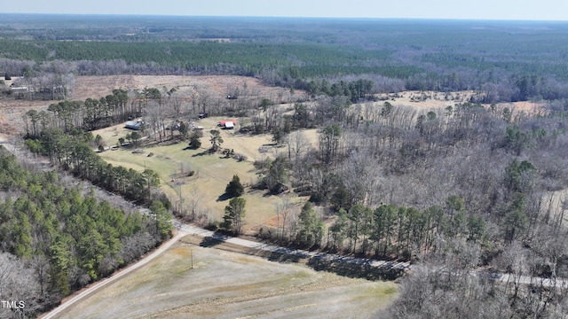 drone / aerial view with a rural view and a forest view