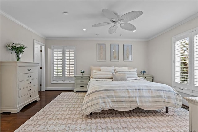 1906 Partridge Dr, Fayetteville, NC 28304 - bedroom with dark wood-type flooring, multiple windows, baseboards, and ornamental molding