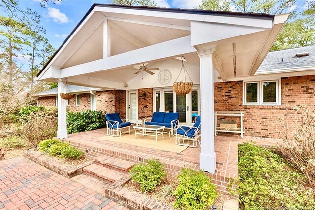 1906 Partridge Dr, Fayetteville, NC 28304 - view of patio with an outdoor living space and a ceiling fan