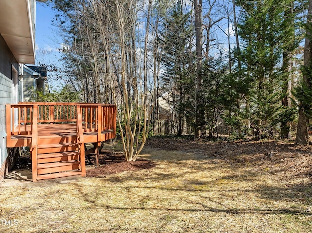 view of yard with a deck