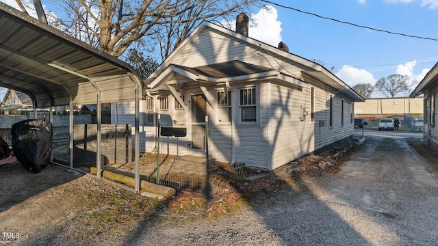 exterior space featuring a chimney