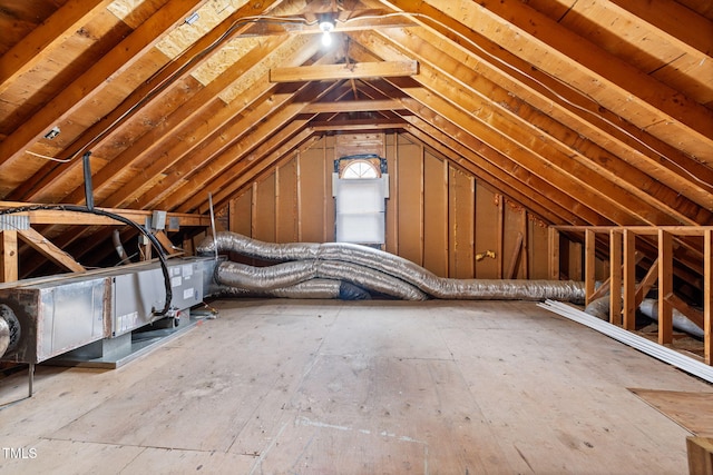 view of unfinished attic