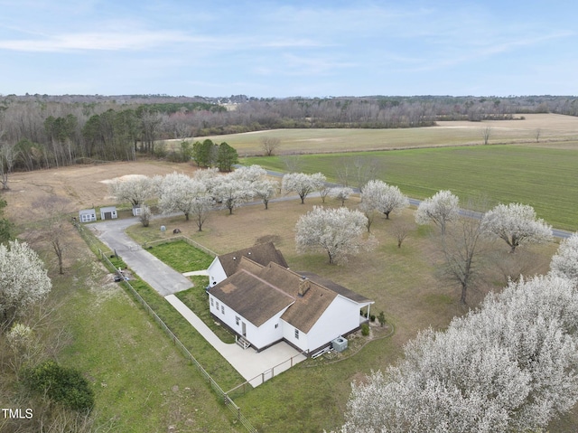 aerial view with a rural view