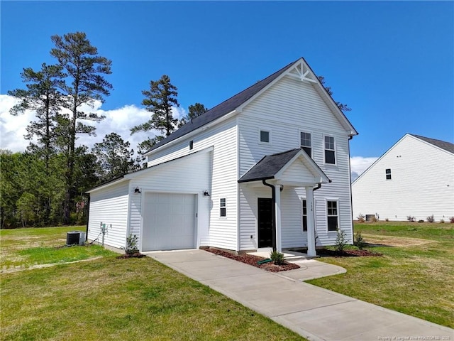 232 Penfield Way, Raeford, NC 28376 - view of front facade with central air condition unit, a front yard, and concrete driveway