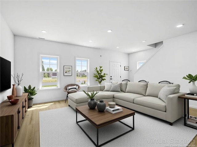 232 Penfield Way, Raeford, NC 28376 - living room with light wood-style flooring and recessed lighting