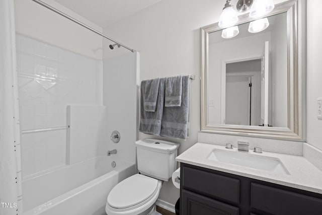 full bathroom featuring toilet, vanity, and shower / bath combination