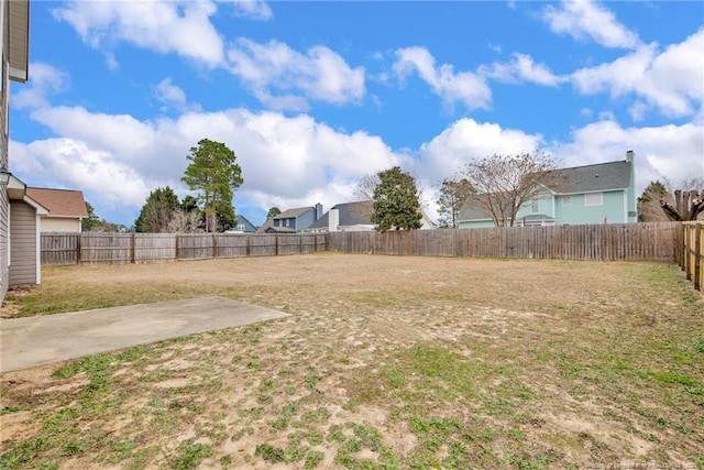 view of yard featuring a patio area and a fenced backyard