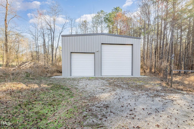 view of detached garage