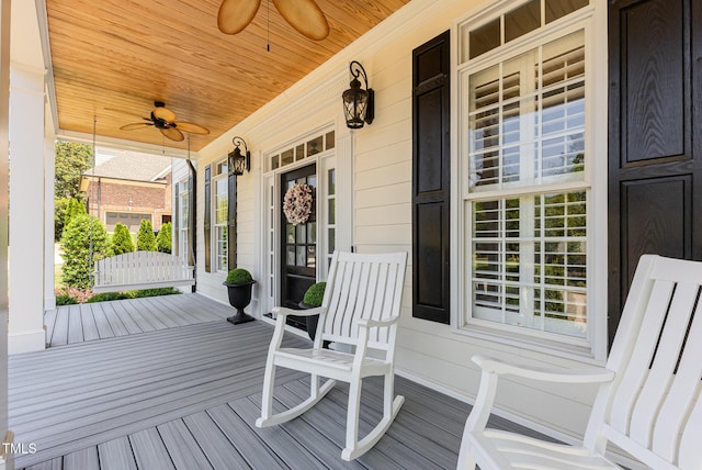 12500 Richmond Run Dr, Raleigh, NC 27614 - wooden porch featuring a ceiling fan