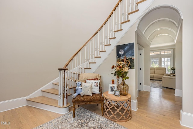12500 Richmond Run Dr, Raleigh, NC 27614 - stairs featuring wood finished floors and baseboards