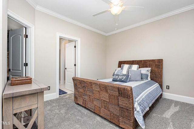 12500 Richmond Run Dr, Raleigh, NC 27614 - carpeted bedroom featuring crown molding, baseboards, and a ceiling fan
