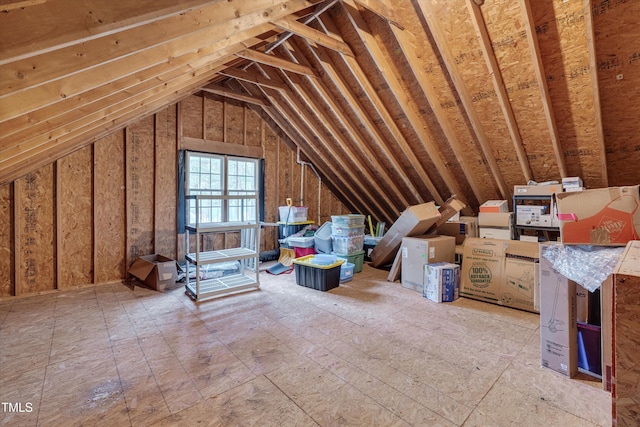 view of unfinished attic