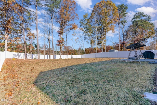 view of yard featuring a fenced backyard