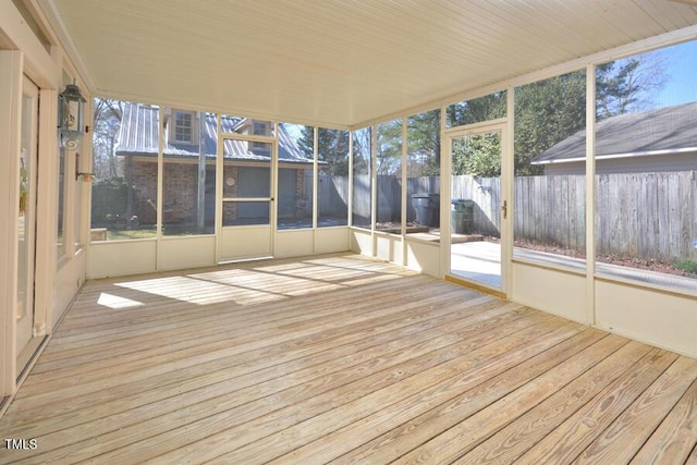 view of unfurnished sunroom