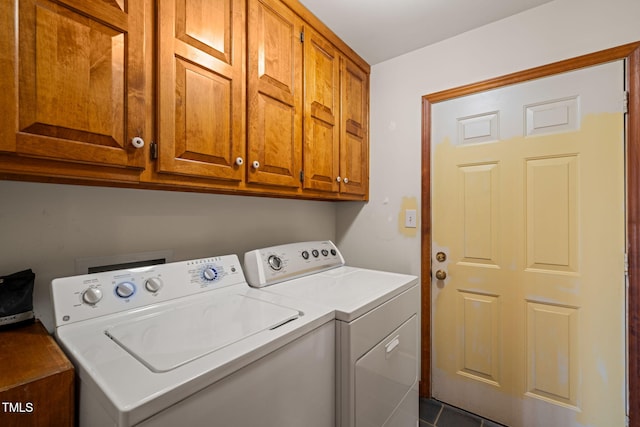 laundry area with cabinet space and separate washer and dryer