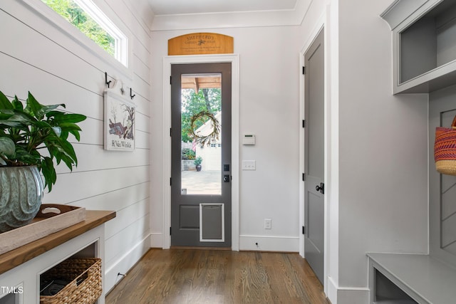 3337 Cheswick Dr, Raleigh, NC 27609 - entrance foyer with dark wood-style floors and baseboards