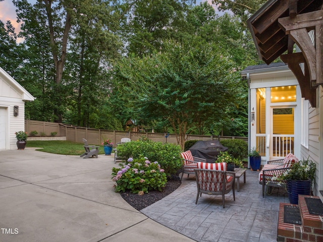 3337 Cheswick Dr, Raleigh, NC 27609 - fenced backyard with a patio area, area for grilling, and an outdoor living space