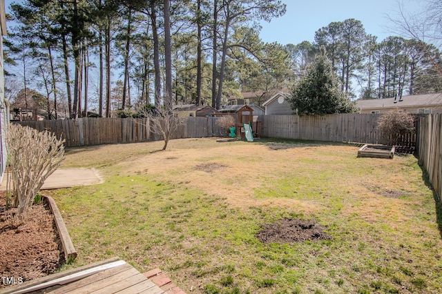 view of yard featuring a fenced backyard